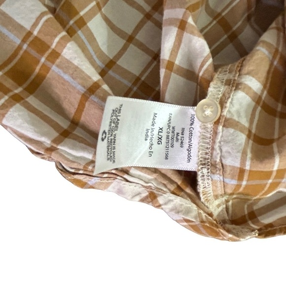 Free Assembly Brown White Plaid Long Sleeve Button Down • Used • Size: Large - Picture 6 of 7